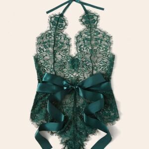Green Lace Teddy Lingerie Outfit